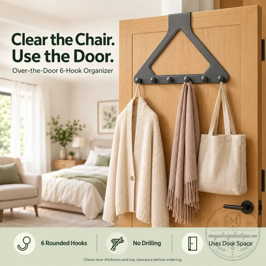 Over-the-Door Triangle Hanging Organizer with 6 Hooks for Clothes and Accessories Over-the-Door Triangle Hanging Organizer with 6 Hooks for Clothes and Accessories