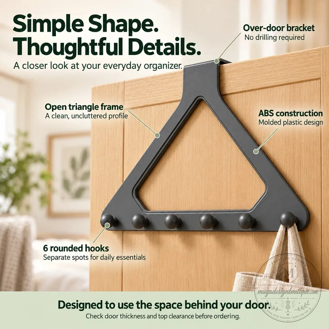 Over-the-Door Triangle Hanging Organizer with 6 Hooks for Clothes and Accessories 23 Over-the-Door Triangle Hanging Organizer with 6 Hooks for Clothes and Accessories