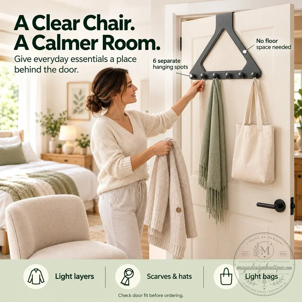 Over-the-Door Triangle Hanging Organizer with 6 Hooks for Clothes and Accessories 24 Over-the-Door Triangle Hanging Organizer with 6 Hooks for Clothes and Accessories