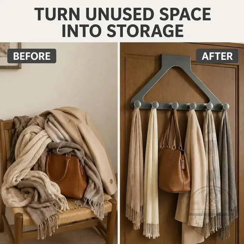 Over-the-Door Triangle Hanging Organizer with 6 Hooks for Clothes and Accessories 26 Over-the-Door Triangle Hanging Organizer with 6 Hooks for Clothes and Accessories