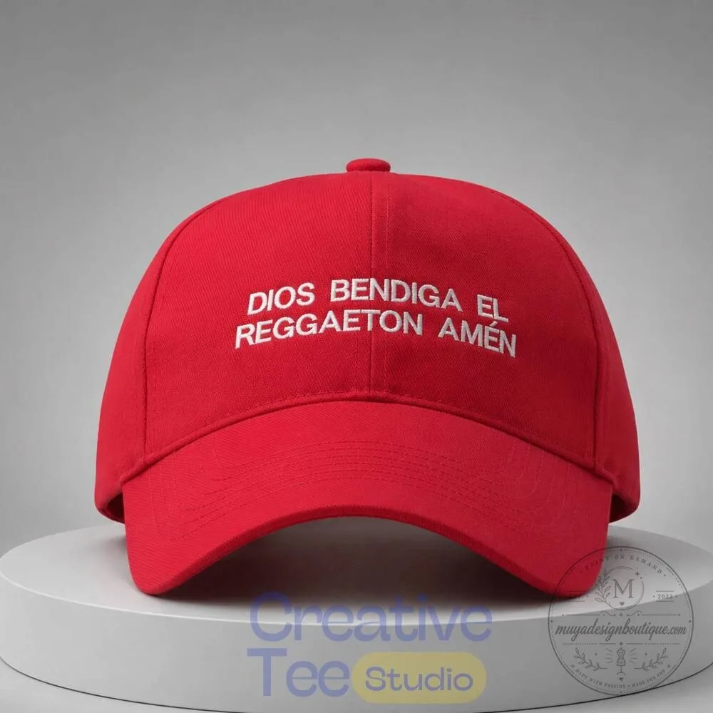 Dios Bendiga El Reggaeton Amen Embroidered Red Baseball Cap Hat 8 Dios Bendiga El Reggaeton Amen Embroidered Red Baseball Cap Hat
