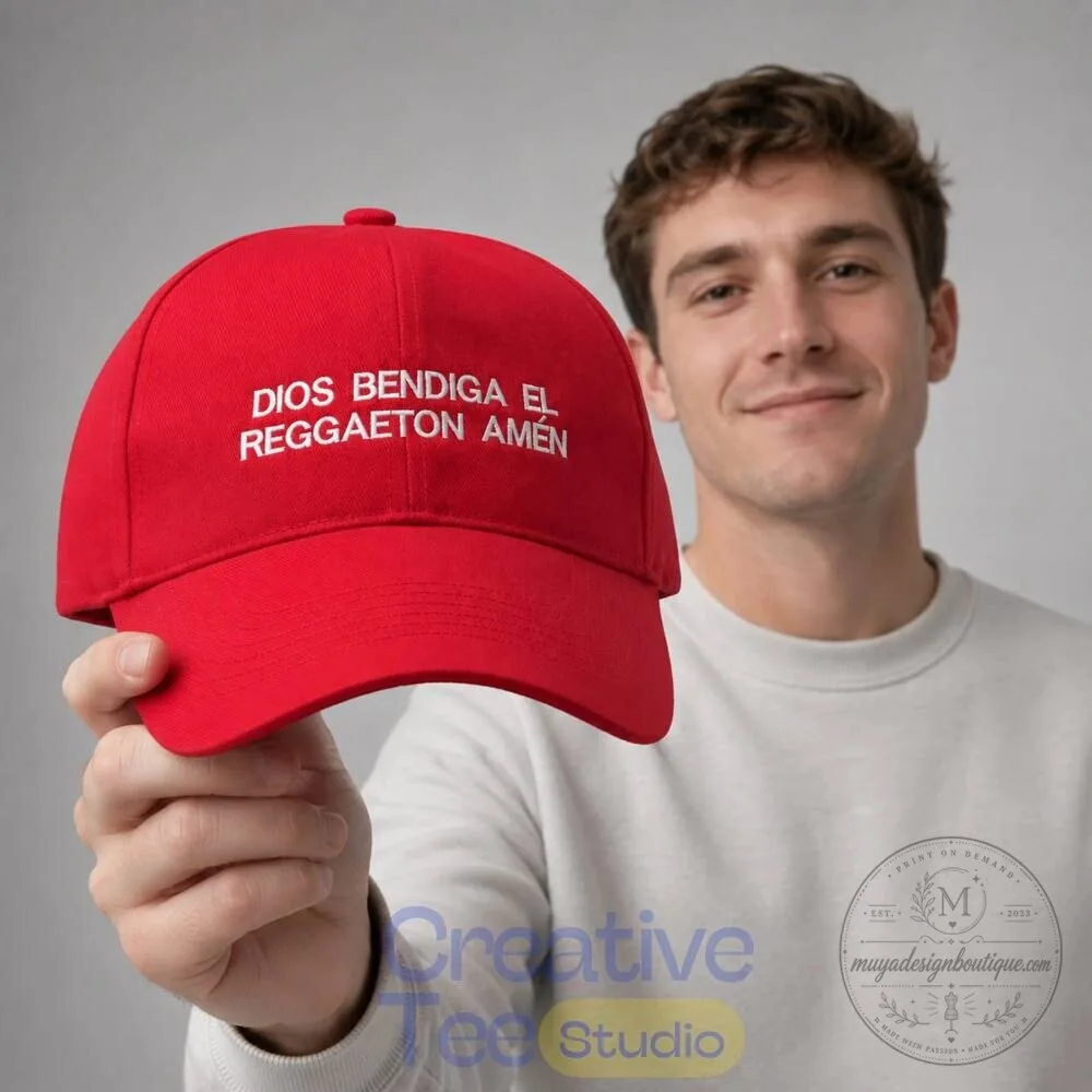 Dios Bendiga El Reggaeton Amen Embroidered Red Baseball Cap Hat 9 Dios Bendiga El Reggaeton Amen Embroidered Red Baseball Cap Hat