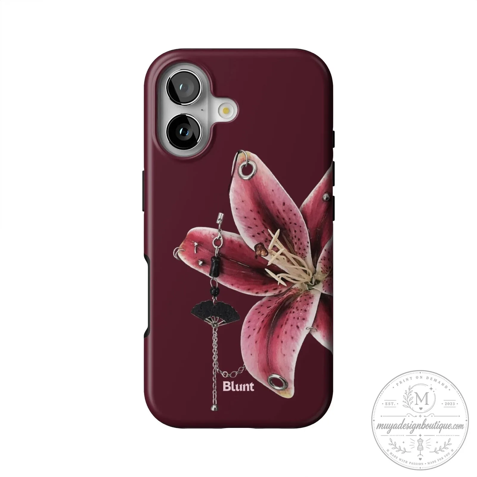 Blunt Wine Red Lily Flower Floral Design iPhone Case