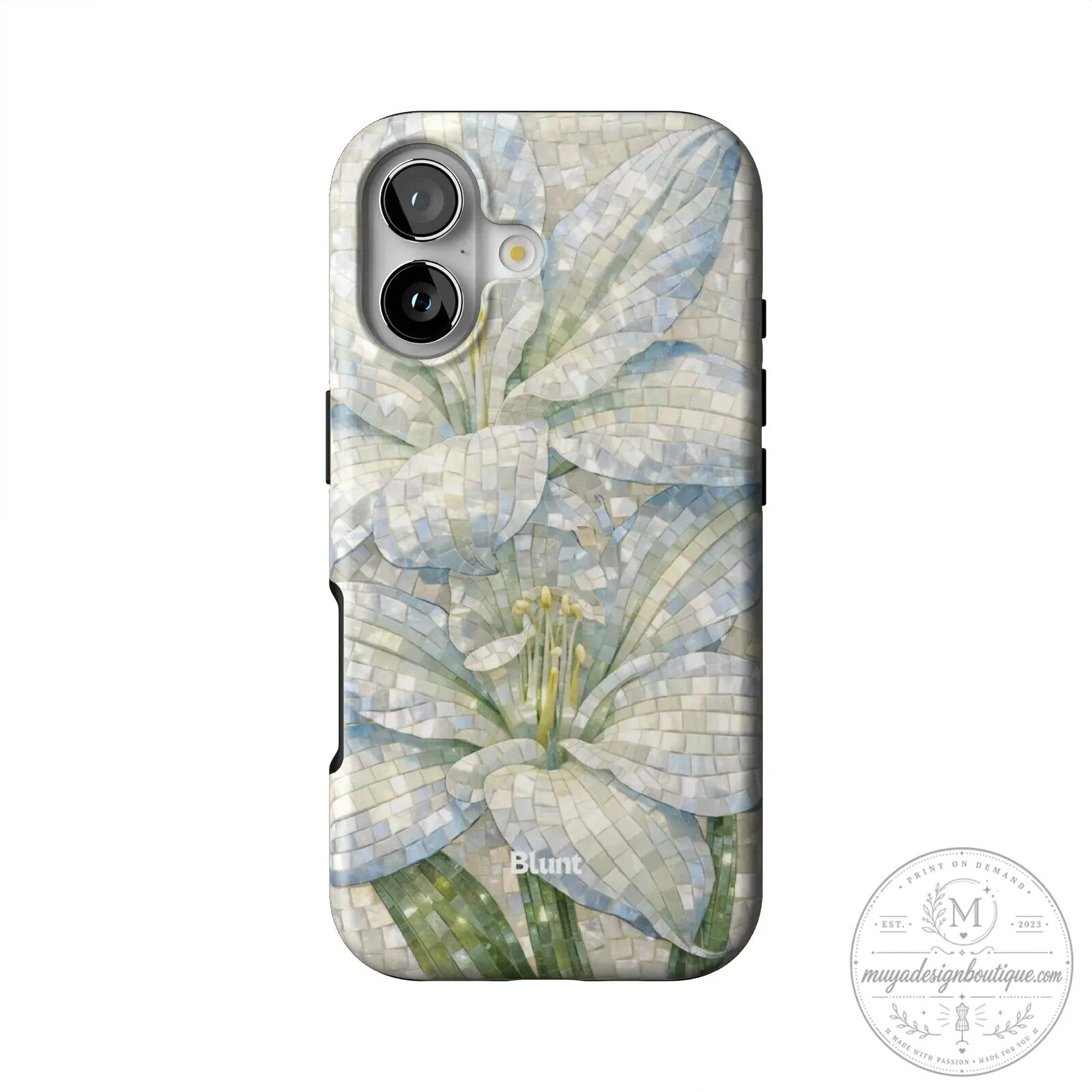 Sampaguita Flower Mosaic Design Protective Phone Case for iPhone