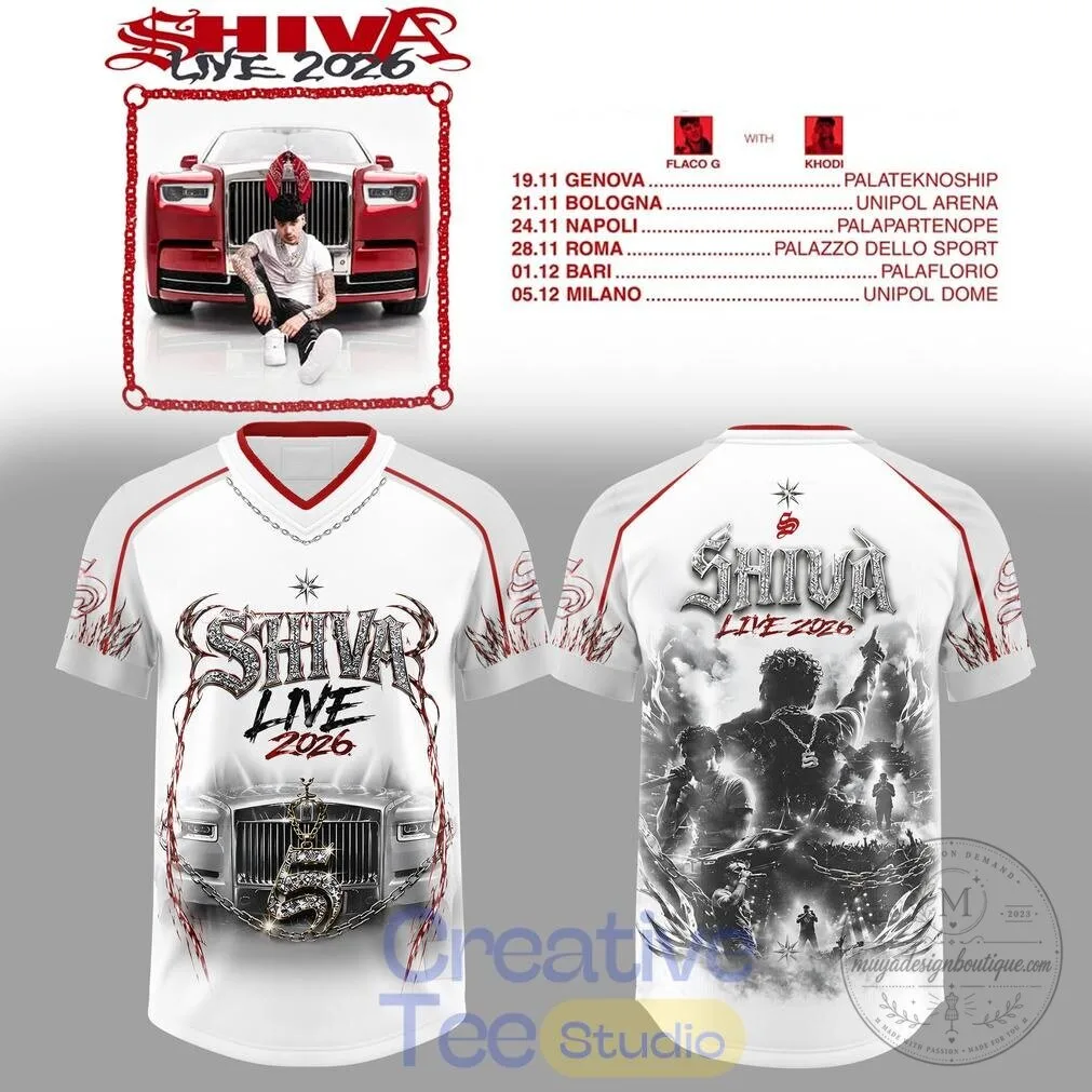 Shiva Live Tour 2026 Italian Rapper Concert Football Jersey