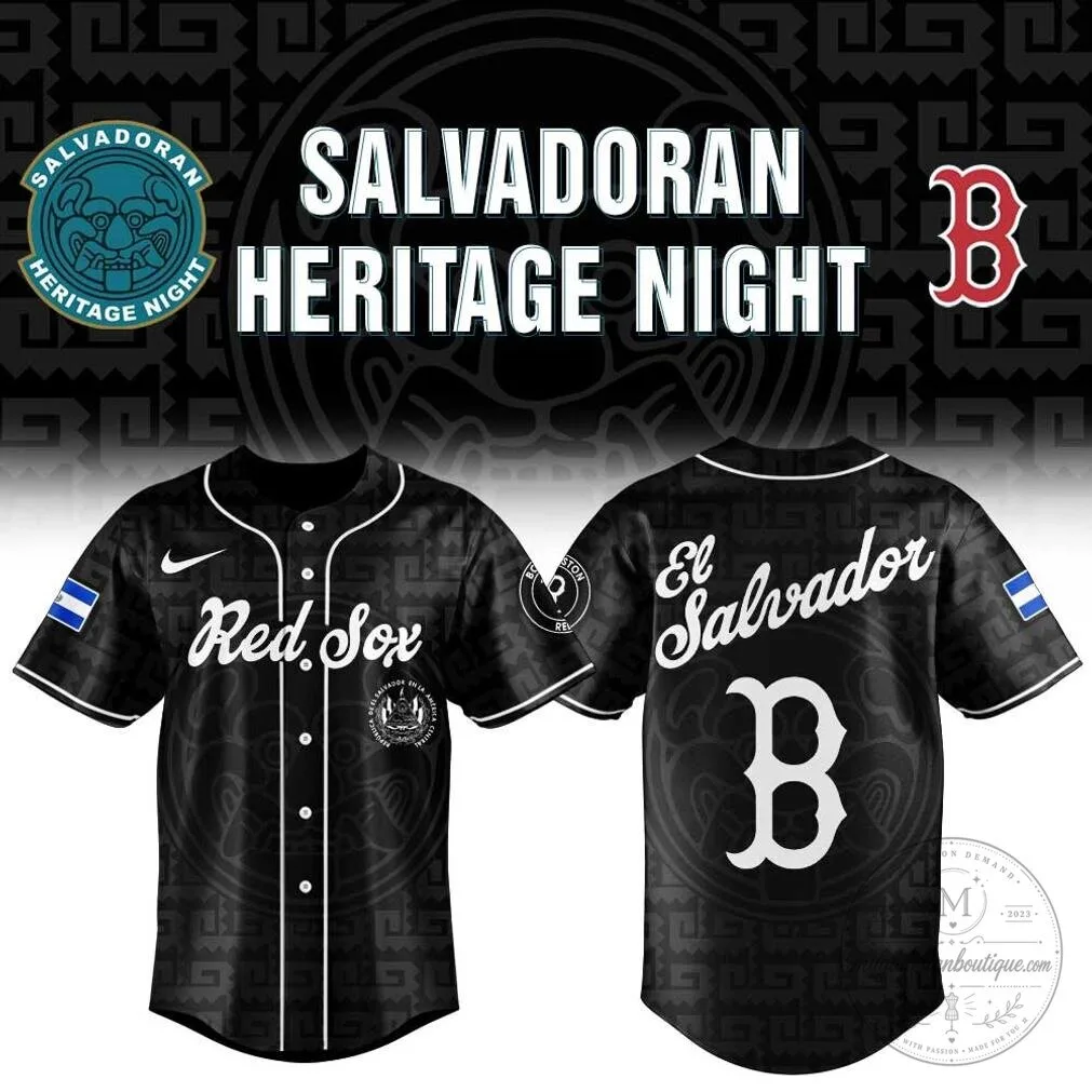 Boston Red Sox Salvadoran Heritage Night Black Baseball Jersey
