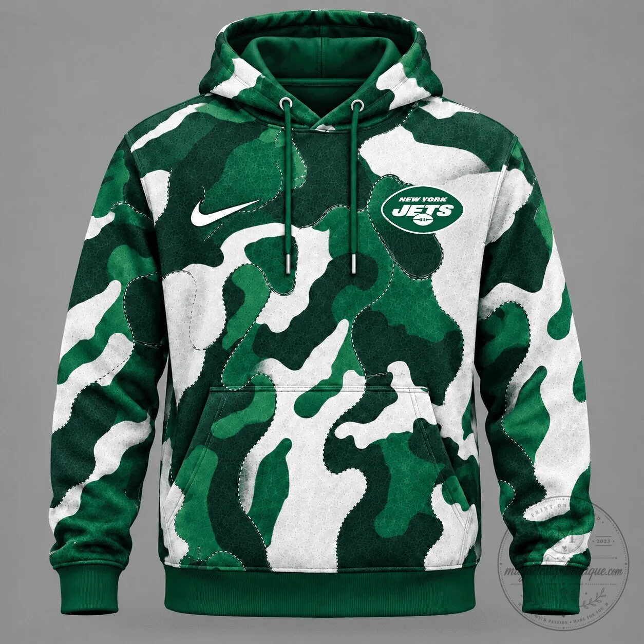 New York Jets NFL Team Green Camouflage Performance Hoodie for Men