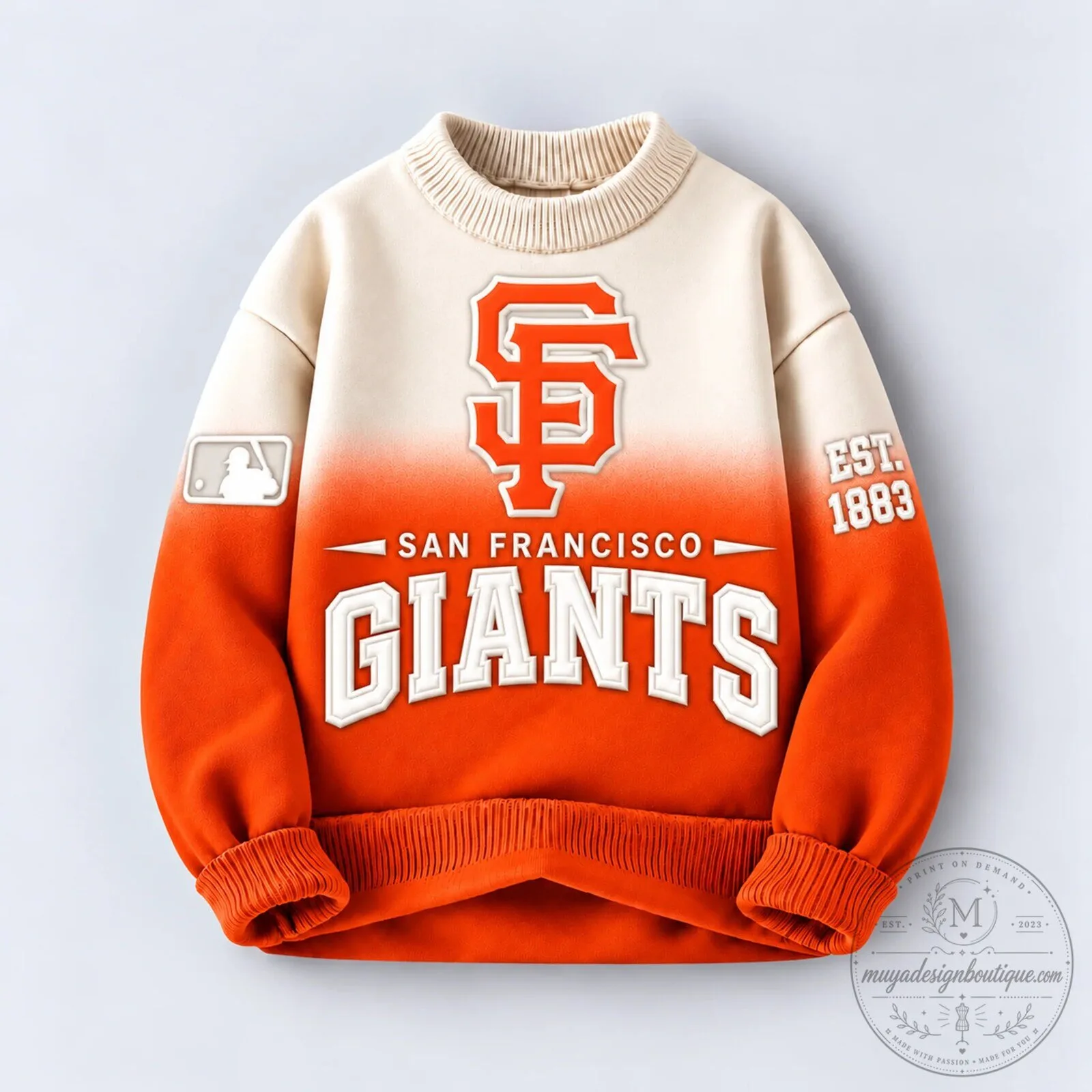 San Francisco Giants Baseball Team Logo Gradient Orange and Cream Sweatshirt 1 San Francisco Giants Baseball Team Logo Gradient Orange and Cream Sweatshirt
