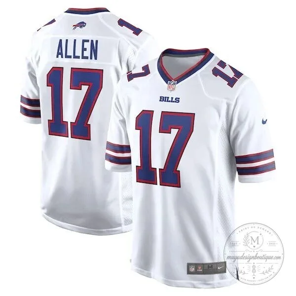 Buffalo Bills Josh Allen White Football Jersey Number 17 NFL Game Day Apparel
