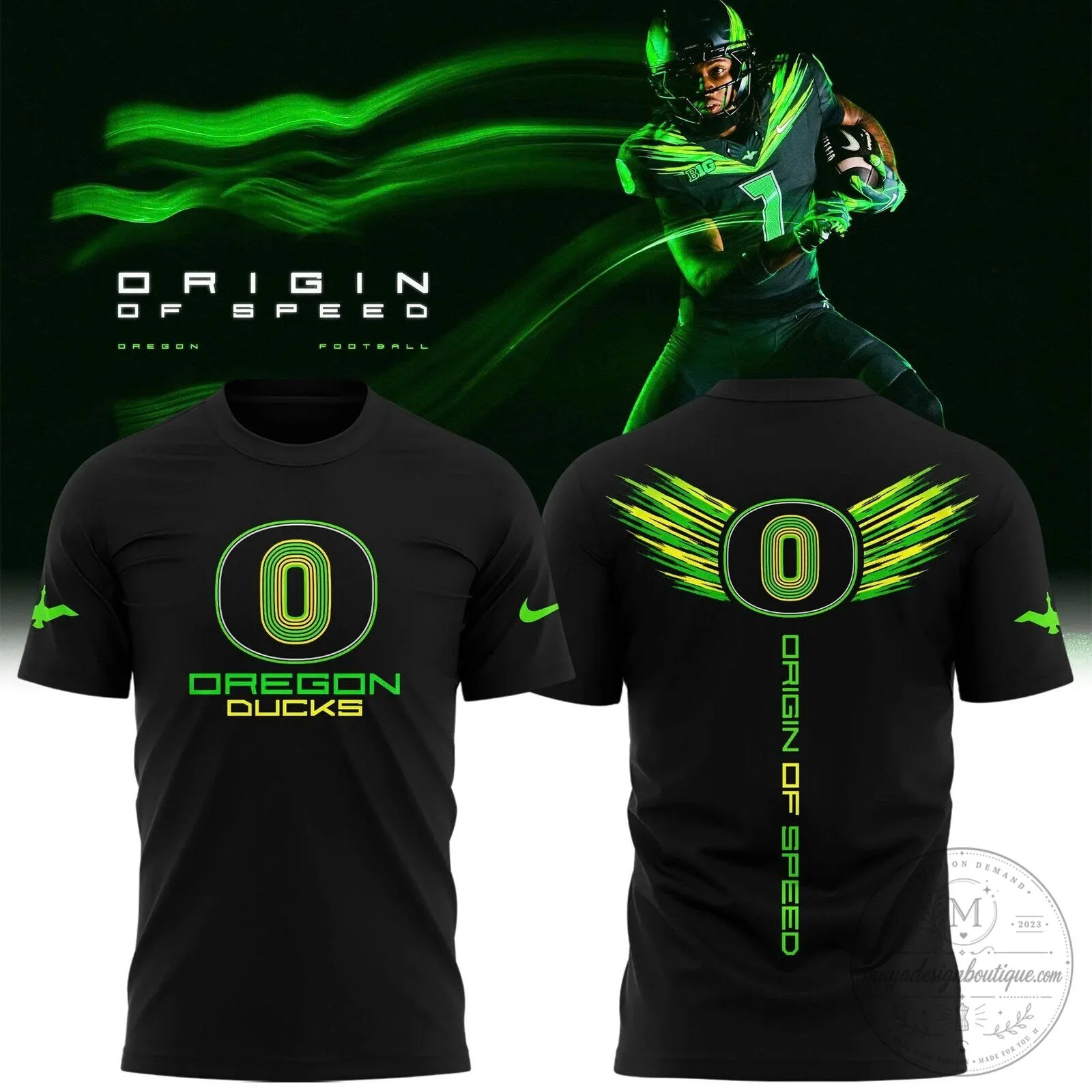 Oregon Ducks Origin of Speed Football Team Black T-Shirt