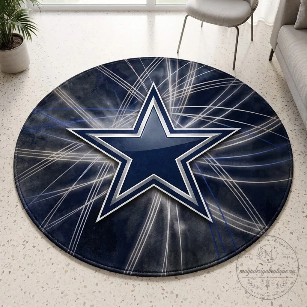 Dallas Cowboys Star Logo Football Fan Round Area Rug