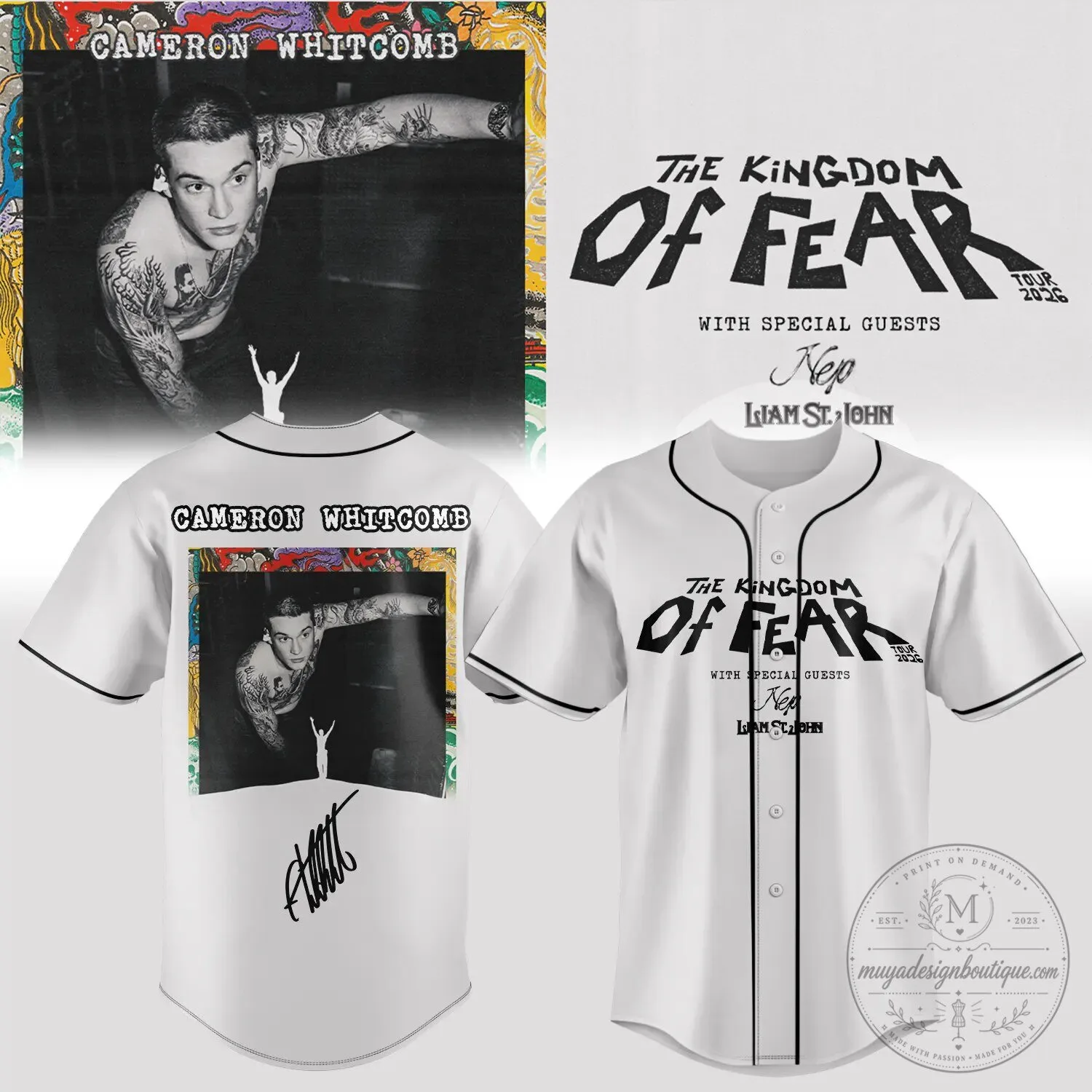 Baseball Jersey for the 2026 Kingdom of Fear Tour by Cameron Whitcomb 3 Baseball Jersey for the 2026 Kingdom of Fear Tour by Cameron Whitcomb